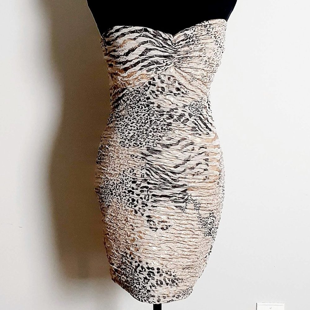 Strapless Animal Print Halter Dress Size L
